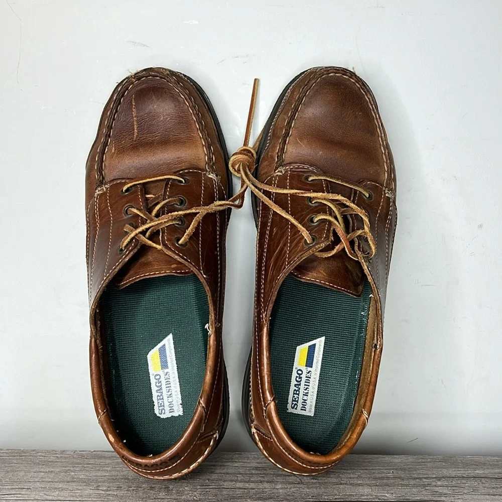 Mens Sebago Docksides Leather Boat Shoes size 8 1/2